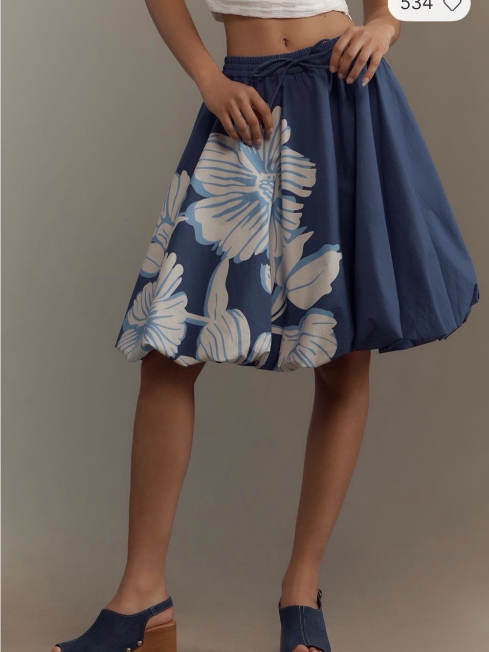 Maeve Navy Blue Floral Circle Skirt - Picture 2 of 6
